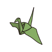 折り紙で作った鶴（緑）