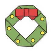 折り紙で作ったクリスマスのリース