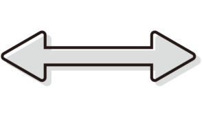 版ずれの左右の矢印（黒）