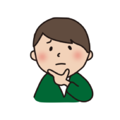 顎に手を当てて考える困り顔の男の人