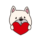 赤いハートを持ったフレンチブルドッグ