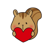 赤いハートを持ったリス