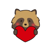 赤いハートを持ったタヌキ