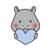 青いハートを持っているカバ