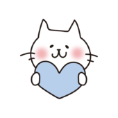 青いハートを持っている白い猫