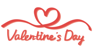 ハートのリボンにバレンタインデーの文字
