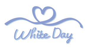 ハートのリボンにホワイトデーの文字