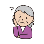 頬に手を当てて考える困り顔のおばあさん