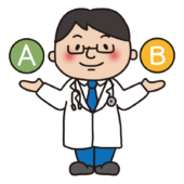 AとBの治療方針案を説明する男性医師