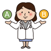 AとBの治療方針案を説明する女性医師