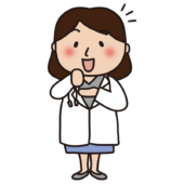 手のひらをポンっと叩いてひらめく女性医師