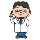 聴診器をあてる男性医師