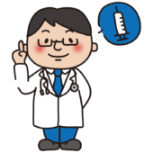 注射の説明をする男性医師