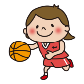 バスケットボールでドリブルをする子供（女の子）