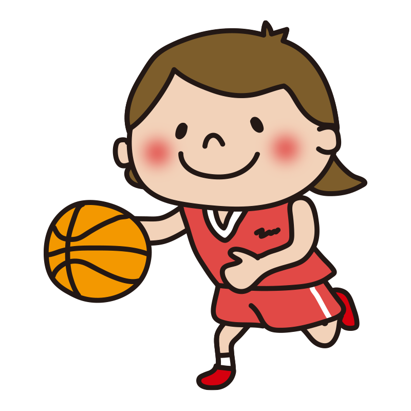 バスケットボールでドリブルをする子供（女の子）