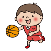 バスケットボールでドリブルをする子供（男の子）
