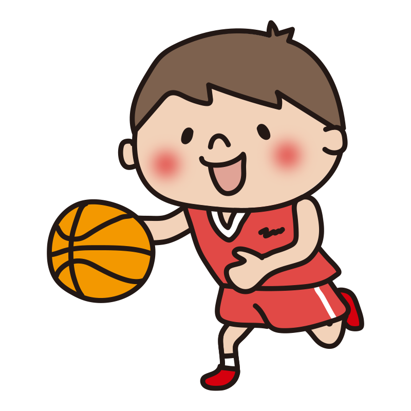 バスケットボールでドリブルをする子供（男の子）