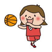 バスケットボールでパスをする子供（女の子）