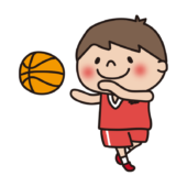 バスケットボールでパスをする子供（男の子）