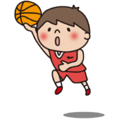 バスケットボールでシュートをする子供（男の子）