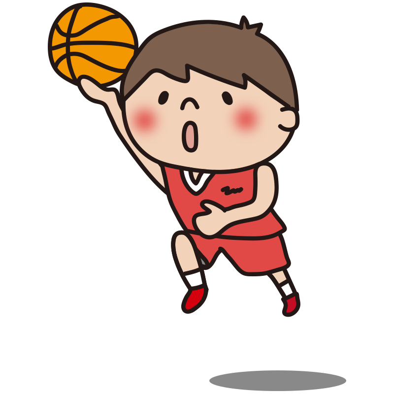 バスケットボールでシュートをする子供（男の子）