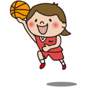バスケットボールでシュートをする子供（女の子）