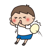 ドッジボールでボールにあたる子供（男の子）