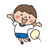 ドッジボールでボールをよける子供（男の子）