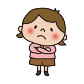 腕組みをして悩んでいる子供（女の子1）