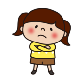 腕組みをして悩んでいる子供（女の子2）