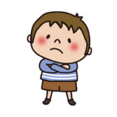 腕組みをして悩んでいる子供（男の子1）