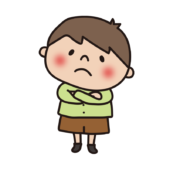 腕組みをして悩んでいる子供（男の子2）