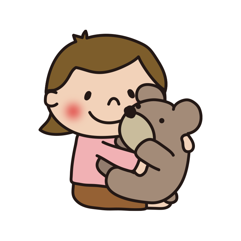 大きなクマのぬいぐるみを抱いている子供（女の子）