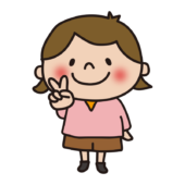 ピースをする子供（女の子1）