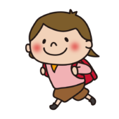 ランドセルを背負って走る子供（女の子1）