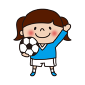サッカーボールを持って手を振る子供（女の子）