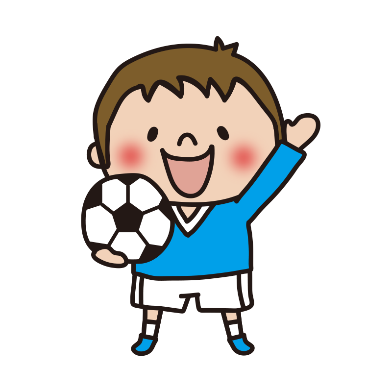 サッカーボールを持って手を振る子供（男の子）