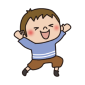 嬉しそうにジャンプする子供（男の子1）