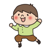 嬉しそうにジャンプする子供（男の子2）の無料(フリー)イラスト | かわいい手描きの無料素材「てがきっず」保育園・小学校・介護施設にぴったりのフリー素材イラスト