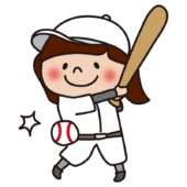 野球でボールを打つ子供（女の子）