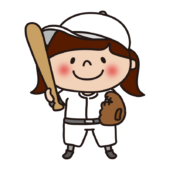 野球のバットとグローブを持っている子供（女の子）