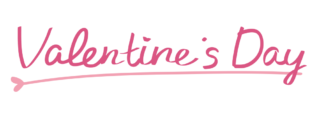 ハートの線とバレンタインデーの文字（ピンク）