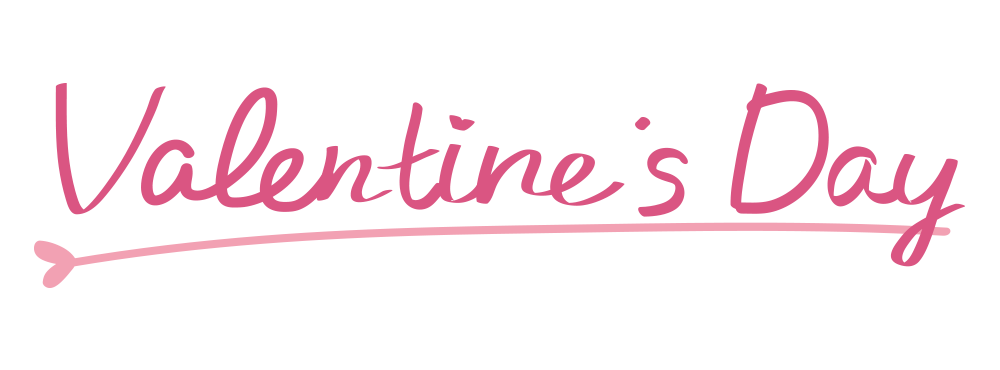 ハートの線とバレンタインデーの文字（ピンク）