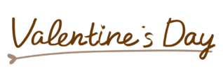 ハートの線とバレンタインデーの文字（茶）