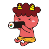 恵方巻を食べる赤鬼