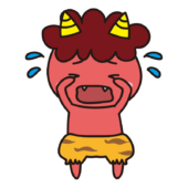立って泣いている赤鬼