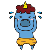 立って泣いている青鬼