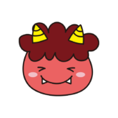 笑っている赤鬼の顔