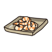 お皿に乗っているむきエビ