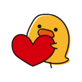 赤いハートを持っているひよこ